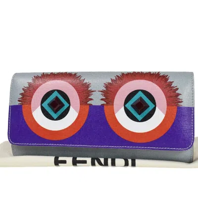 Fendi Monster Purple Leather Wallet  ()