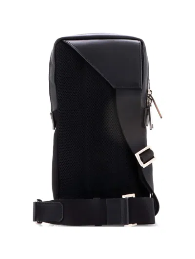 Pre-owned Fendi Monster Sling Bag Nylon And Leather Medium Crossbody Bag In Black