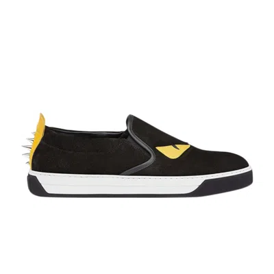 Pre-owned Fendi Monster Slip-on In Black