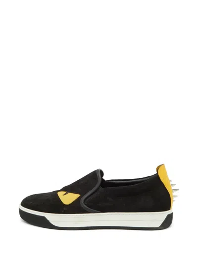 Pre-owned Fendi Monster Slip-on Sneakers In Black