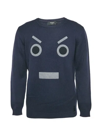 Pre-owned Fendi Monster Wool Sweater In Blue