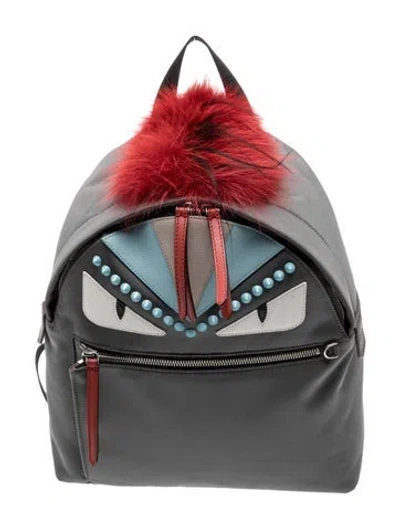 Pre-owned Fendi Monsters Backpack In Gray
