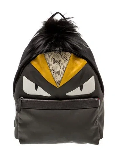 Pre-owned Fendi Monsters Backpack In Gray