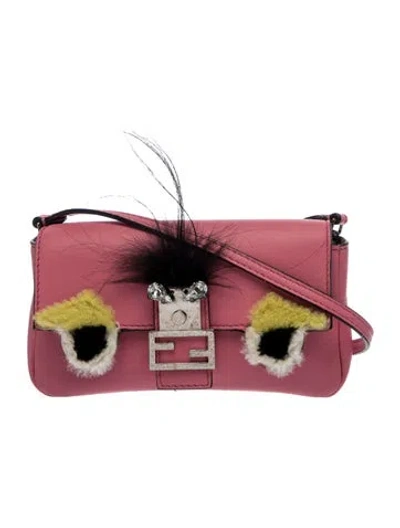 Pre-owned Fendi Monsters Baguette Micro In Pink