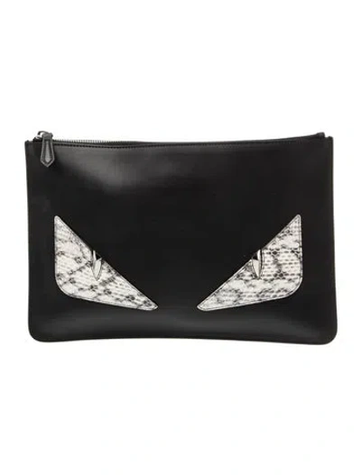 Pre-owned Fendi Monsters Clutch In Black