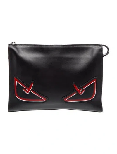 Pre-owned Fendi Monsters Clutch In Black