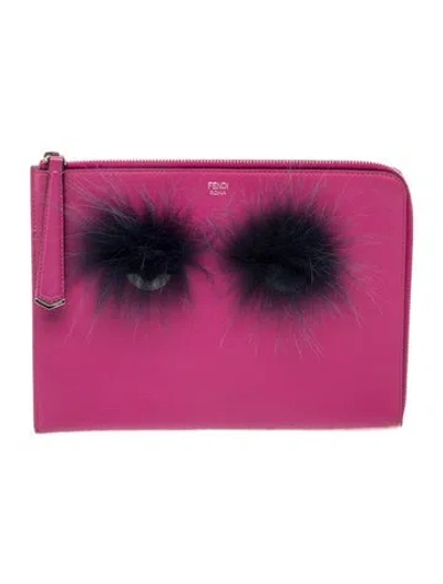 Pre-owned Fendi Monsters Clutch Vintage In Pink