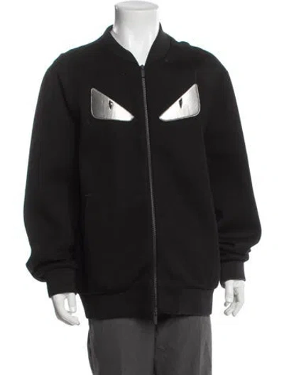 Pre-owned Fendi Monsters Motif Bomber Jacket In Black
