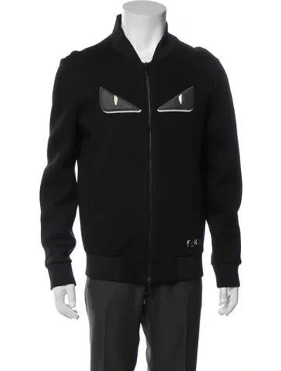 Pre-owned Fendi Monsters Motif Bomber Jacket In Black