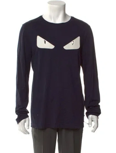 Pre-owned Fendi Monsters Motif Crew Neck Sweatshirt In Black