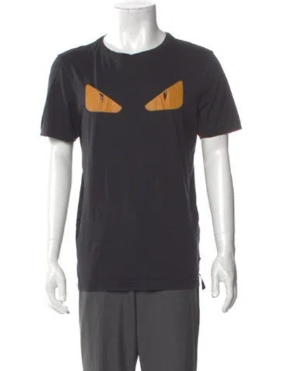 Pre-owned Fendi Monsters Motif Crew Neck T-shirt In Black
