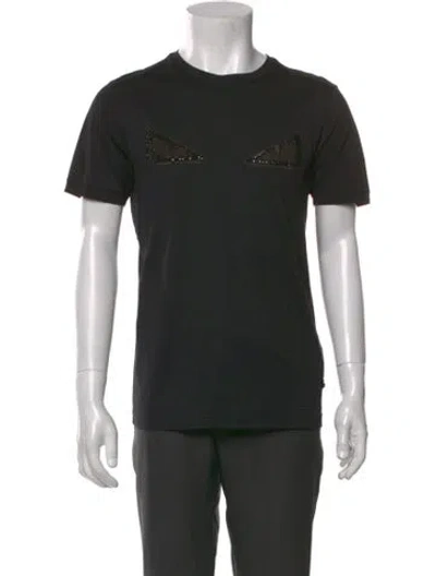 Pre-owned Fendi Monsters Motif Crew Neck T-shirt In Black