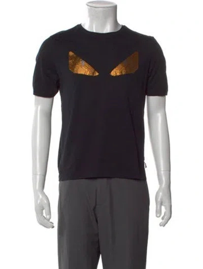 Pre-owned Fendi Monsters Motif Crew Neck T-shirt In Black