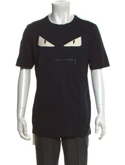Pre-owned Fendi Monsters Motif Crew Neck T-shirt In Black