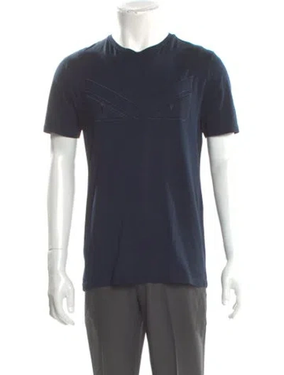 Pre-owned Fendi Monsters Motif Crew Neck T-shirt In Blue
