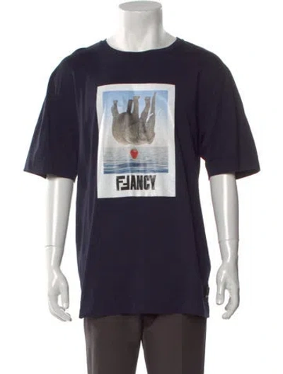 Pre-owned Fendi Monsters Motif Crew Neck T-shirt In Blue