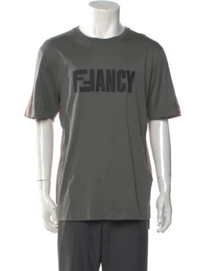 Pre-owned Fendi Monsters Motif Crew Neck T-shirt In Gray