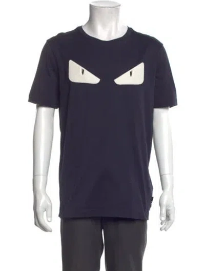 Pre-owned Fendi Monsters Motif Crew Neck T-shirt In Gray