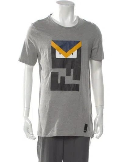 Pre-owned Fendi Monsters Motif Crew Neck T-shirt In Gray