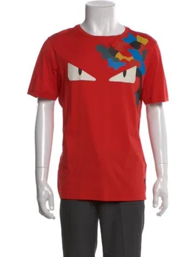 Pre-owned Fendi Monsters Motif Crew Neck T-shirt In Orange