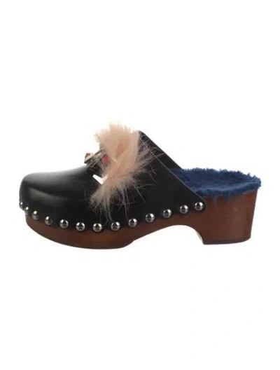Pre-owned Fendi Monsters Motif Leather In Black