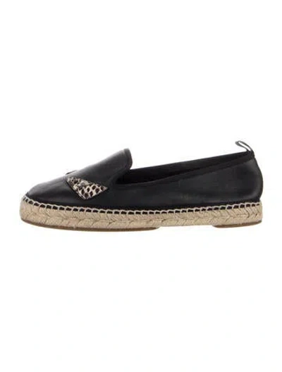 Pre-owned Fendi Monsters Motif Leather Espadrilles In Black