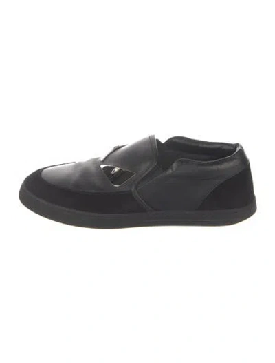 Pre-owned Fendi Monsters Motif Leather Loafers In Black