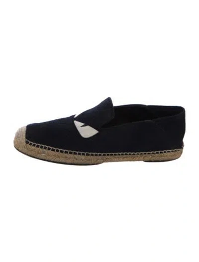 Pre-owned Fendi Monsters Motif Suede Slippers In Black