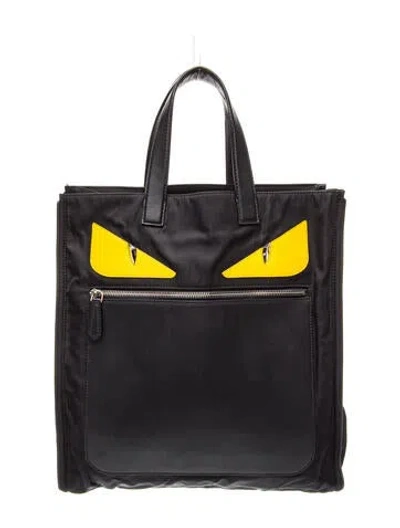 Pre-owned Fendi Monsters Nylon Tote In Black