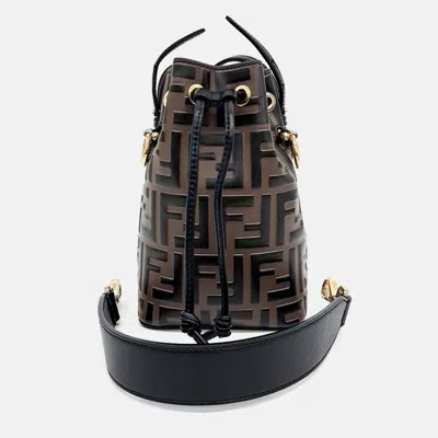 Pre-owned Fendi Montrezo Bucket Bag Mini In Brown