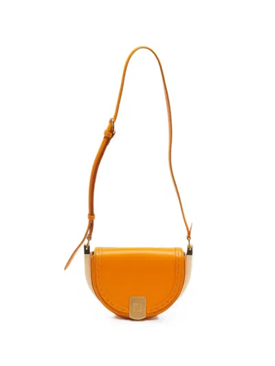 Pre-owned Fendi Moonlight Leather Crossbody Bag In Orange