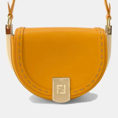 Pre-owned Fendi Moonlight Orange Leather Shoulder Bag