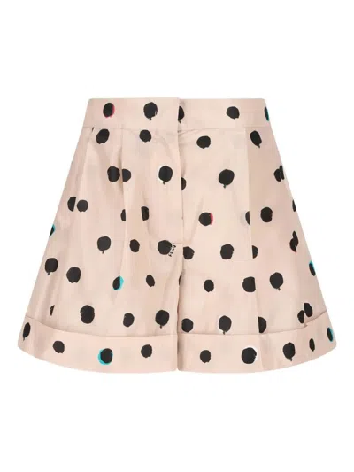 Fendi Moth Dots-print Taffeta Flared Shorts Clothing In Neutral