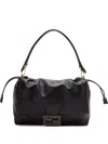 Fendi Women Mamma Baguette Large Leather Shoulder Bag In Black