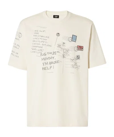 Fendi White Cotton T-shirt In Neutral