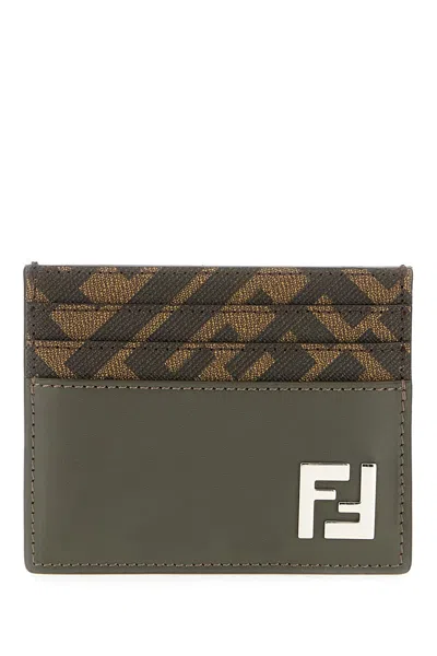 Fendi Squared Ff Card Holder In Neutral