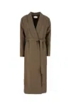 Fendi Belted Waist Leather Coat In Neutral