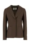 Fendi Women Dark Green Wool And Mohair Blazer In Brown