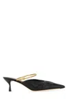 Fendi Black Leather Mules With A Medium Heel