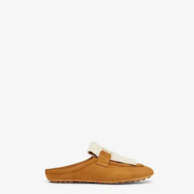 FENDI FENDI MULE SABOT NABUK CAMEL INT BORREGUILLO