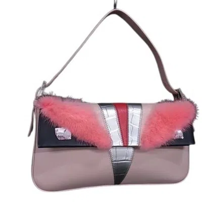 Pre-owned Fendi Multi-color Pink Leather Fur Handbag Shoulder Bag ()