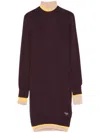 Fendi Mini Wool Dress In Pink & Purple