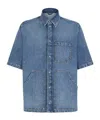 Fendi Multi-pocket Denim Shirt In Blue
