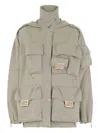 Fendi Utility-inspired Beige Jacket With High Collar In Gray