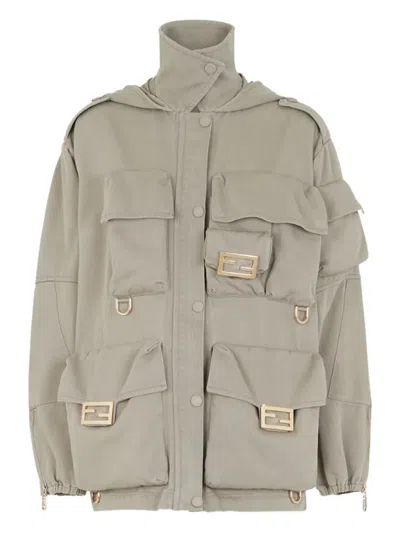 FENDI MULTI-POCKET LOGO-PLAQUE JACKET