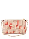 Fendi Ff Fabric Baguette Pouch With Chain