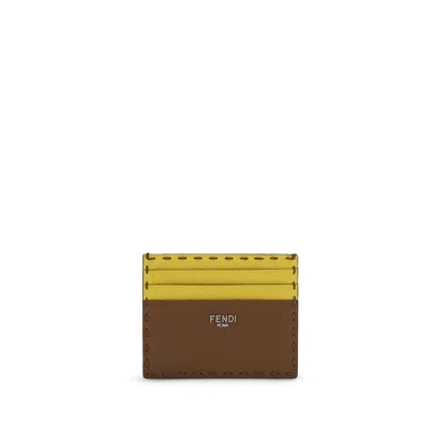 Fendi Multicolor Calf Leather Bos Taurus Wallet In Brown