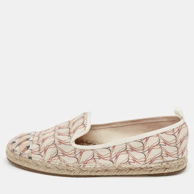 Pre-owned Fendi Multicolor Canvas And Leather Cap Toe Espadrille Flats Size 38