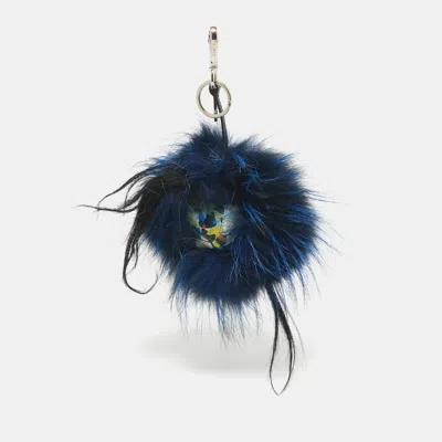 Pre-owned Fendi Multicolor Confetti Print Leather And Fox Fur Monster Cube Bag Charm