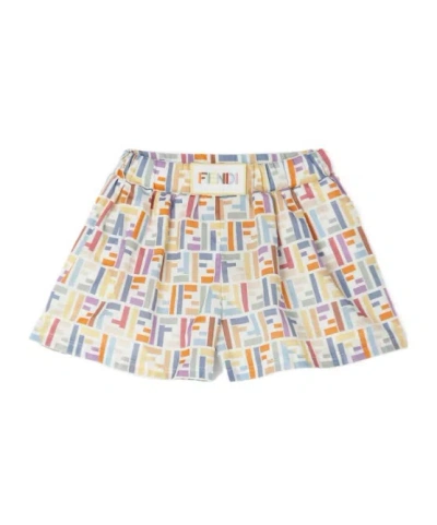 Fendi Kids' Multicolor Cotton Muslin Baby Shorts